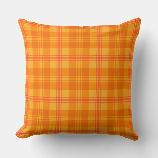 Almofada Marigold Medley Orange Tartan Travesseiro ou Cushi (Frente)