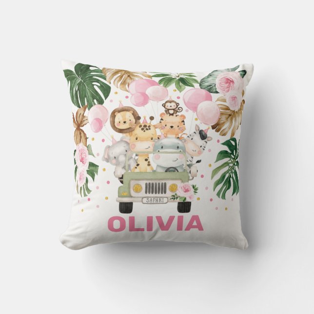 Almofada Marinha-de-coleira-branca Safari Menina-verde-trop (Frente)