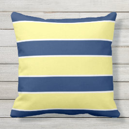 Almofada Marinho Azul Amarelo Náutico Faixa moderna costeir