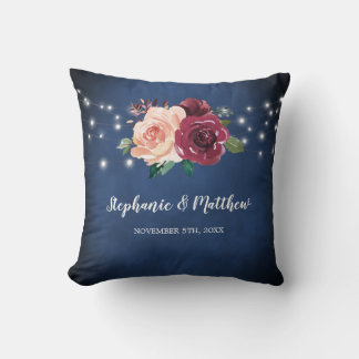 Almofada Marinho Azul Blush Rosas Brilhantes Rosa Brilhante