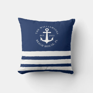 Almofada Marinho Azul Branco Família Stripes Monograma Náut