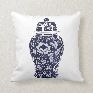 Almofada Marinho Azul Branco Hamptons Montauk Ginger Jar Va