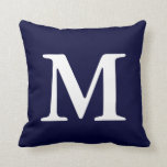 Almofada Marinho Azul Branco Monograma Travesseiro decorati<br><div class="desc">Marinho Azul Branco Monograma Travesseiro decorativo M</div>