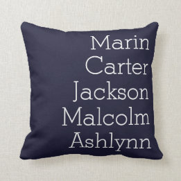 Almofada Marinho Azul Cinco Crianças Nomes Personalizados F