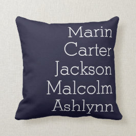 Almofada Marinho Azul Cinco Crianças Nomes Personalizados F
