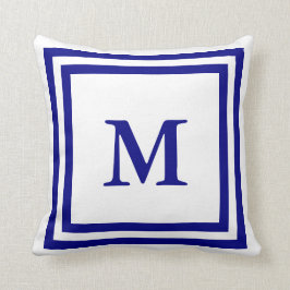 Almofada Marinho azul e branco monograma