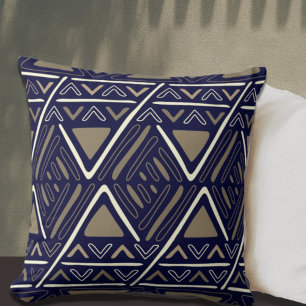 Almofada Marinho Blue Boho Mudcloth Inspirava Decoração