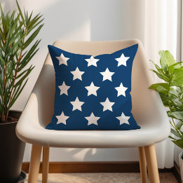 Almofada Marinho Blue e White Star Patterno Patriótico