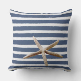 Almofada Marinho Blue e White Stripes Starfish