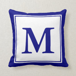 Almofada Marinho com monograma personalizado azul e branco