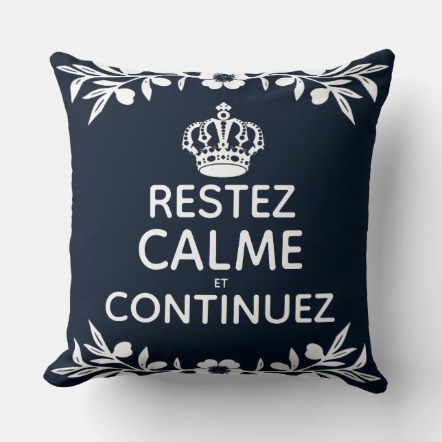 Almofada marinho de azeite branco galho Francês Manter Calm (Frente)