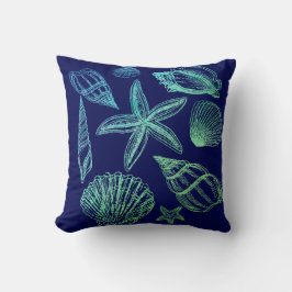 Almofada Marinho de Seashell Moderno Aqua White Ombre Beach