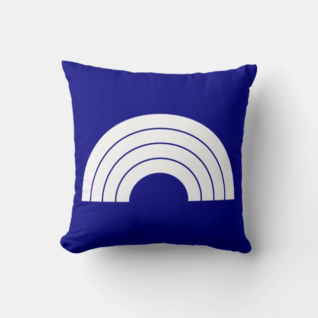 Almofada Marinho e arco-íris branco (Frente)