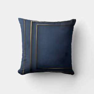 Almofada Marinho Elegante Azul e Geométrico Dourado