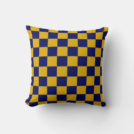 Almofada Marinho Escuro e Quadro de Verificação Amarelo de