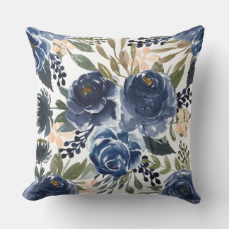 Almofada Marinho Floral/Beige Burlap Say Travesseiro