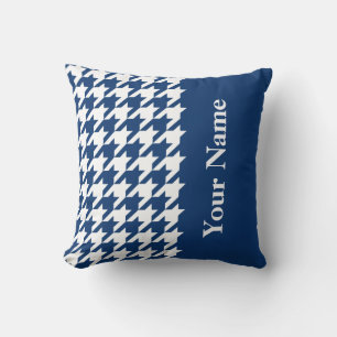 Almofada Marinho Houndstooth elegante com nome