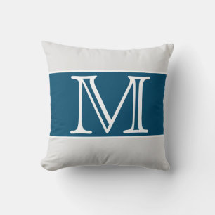 Almofada Marinho MONOGRAM Cinza azul cor sólida listra br