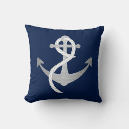 Almofada Marinho Náutico Azul e Prata Marinho Moderno