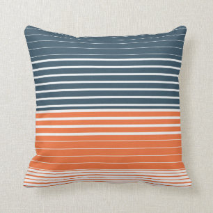 Almofada Marinho Náutico Blue Orange Stripes