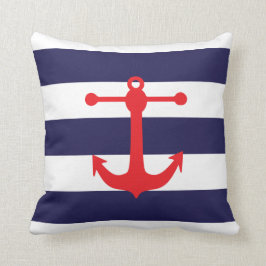 Almofada Marinho náutico & travesseiro decorativo vermelho