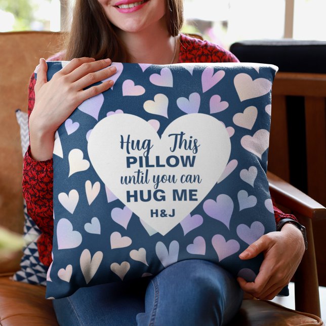 Almofada Marinho Personalizado Abrindo Este Travesseiro Até (Custom Navy Hug This Pillow Until You Can Hug Me
)