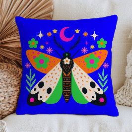 Almofada Mariposa Celestial em Inseto Floral Maximalista Az