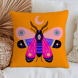Almofada Mariposa Elegante com Lua Crescente Amarela Vibran