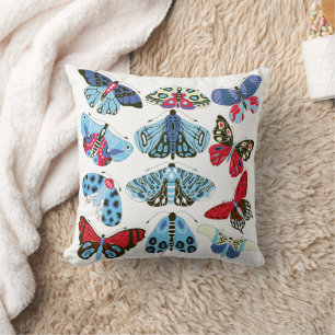 Almofada Mariposas e borboletas vermelhas azuis