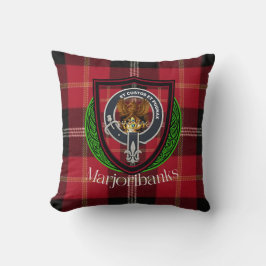 Almofada Marjoribanks Scottish Clan Tartan & Crest