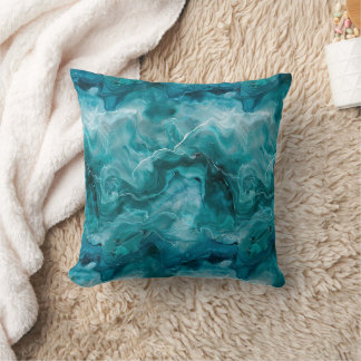 Almofada Mármore Aquarela Verde Azul-Celeste Costeiro