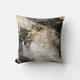 Almofada Mármore branco, Dourado e negro de luxo elegante