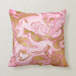Almofada Mármore branco Dourado profundo Vip do rosa Paste