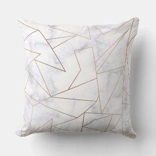 Almofada mármore branco geométrico rosa de ouro elegante