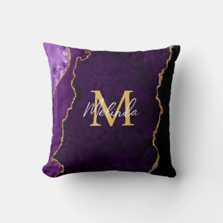 Almofada Mármore de Ágata Roxo e Dourado