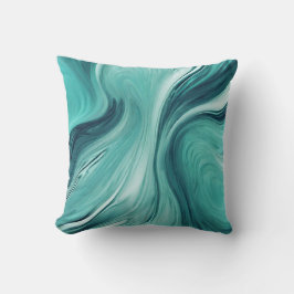 Almofada Mármore de Liquido Verde Teal Abstrato