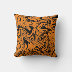 Almofada Mármore Laranja Negro Elegante
