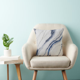 Almofada Mármore Minimalista Branco e Azul Moderno