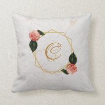 Mármore Monograma Dourado Camélia Rosa Geometria F