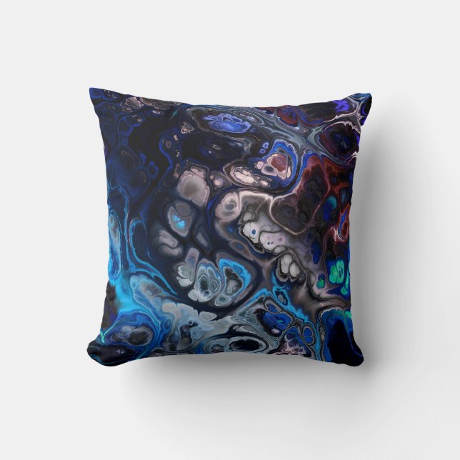 Almofada Mármore preto, azul e abstrato-hambúrgueres (Frente)