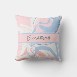 Almofada Mármore Remoinho Azul Branco Rosa Monograma
