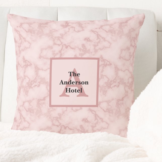 Almofada Mármore Rosa Negra (Faux Pink Marble Throw Pillow by Leapfroglisics Shop)