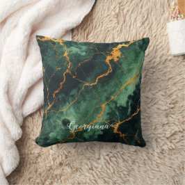 Almofada Mármore Verde e Dourado da Floresta Automática Per