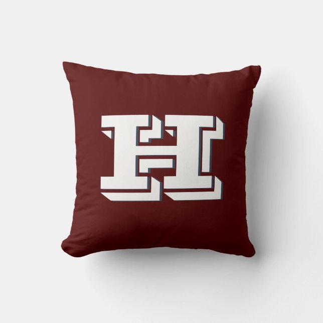 Almofada Maroon and White Collegiate Color Style Monogram (Frente)