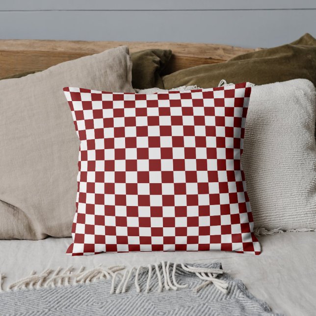 Almofada Maroon e White Checkage (Criador carregado)