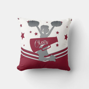 Almofada Maroon Estrelas Prateadas Garotas de Torcida Cheer