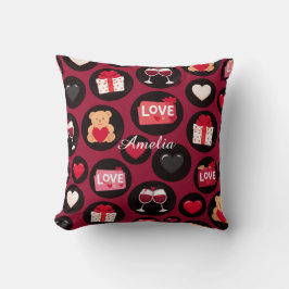 Almofada Maroon Love Pattern
