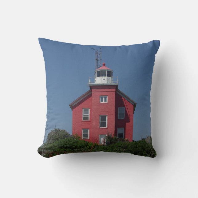 Almofada Marquette Harbor Lighthouse travesseiro de um lado (Frente)