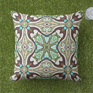 Almofada Marrom Aqua Turquoise Blue Hip Orient Bali Art