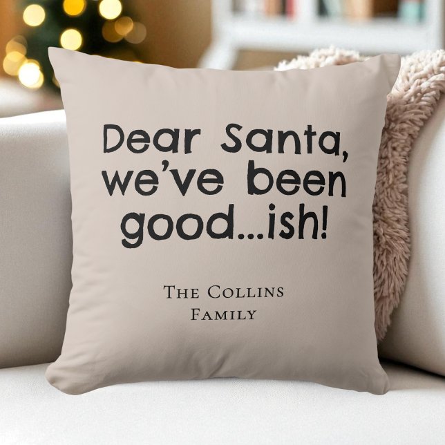 Almofada Marrom Humor Caro Papais noeis Diversão Citação En (Brown Humor Dear Santa Fun Quote Funny Christmas Throw Pillow)